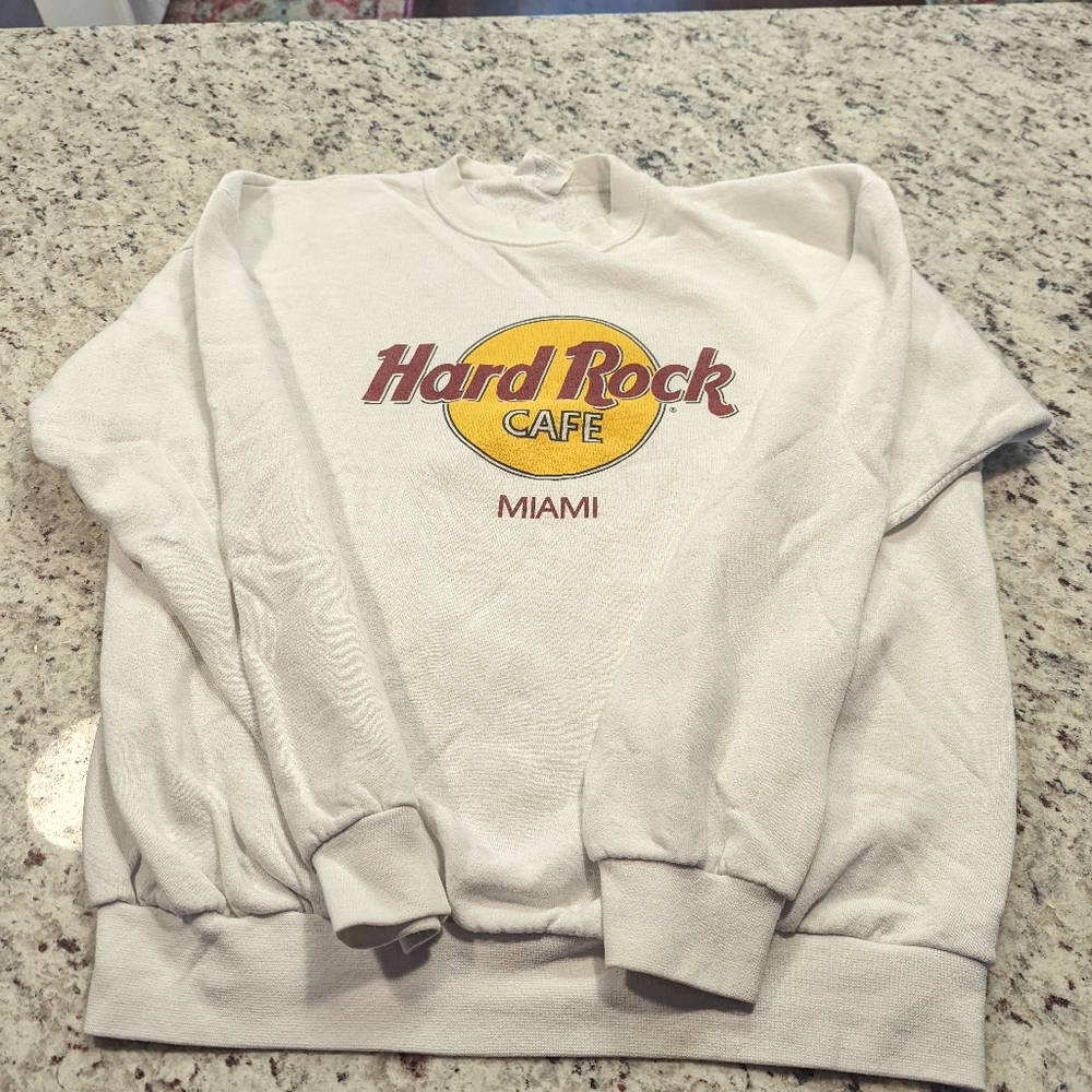Vintage Hard Rock Cafe Miami White Sweatshirt Sz L